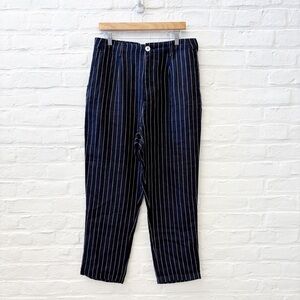 Alex Mill ||‎ Stripe Linen Boy Pant High Rise Navy Blue 12